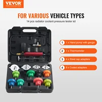 VEVOR Universal Radiator Pressure Tester Kit Manual Pump Color-coded Steel Test Cap Adapters Toolbox For Cars Motorcycles Trucks 2