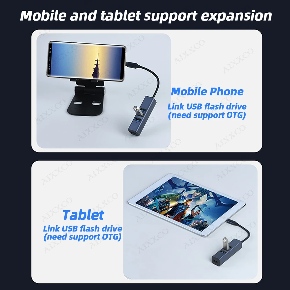 Alumínio Alloy Usb Hub Splitter Várias Portas Multi Usb 3.0 Hub 3.0 Acessórios para Computador com Rj45 - Imagem 3