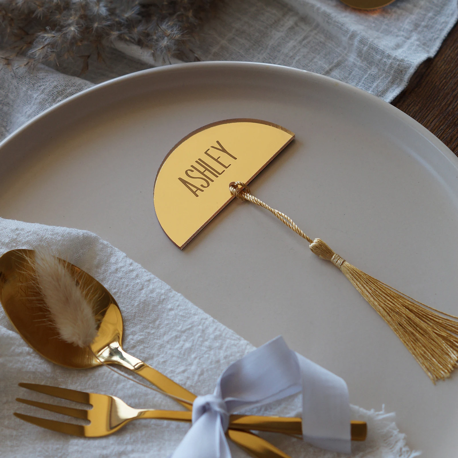 Tassel Acrylic Place Card,DIY Blank Table Setting for Wedding Name Tag Event Decor,Baby Shower Memorial Gift Tags Luggage Tag