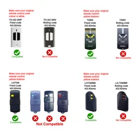 BENINCA 433MHz Garage Door Remote Control Clone 433.92MHz Fixed Code Opener Transmitter Gate Key Fob 2