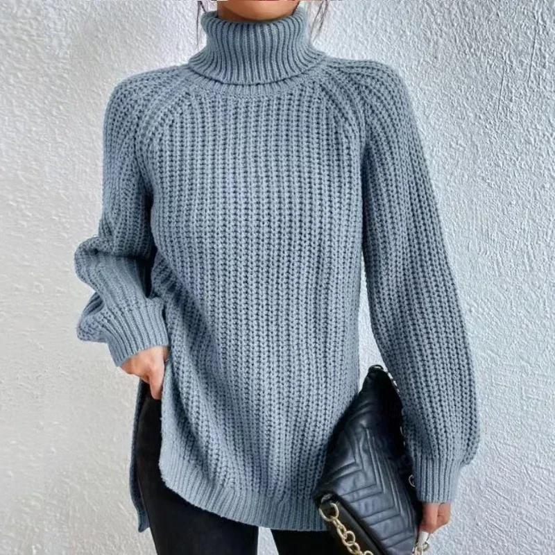 

New Long Sleeve Pullover Sweater Fashion Turtleneck Women Sweater Knitwear Raglan Casual Warm Tops Autumn Winter Clothes 29572