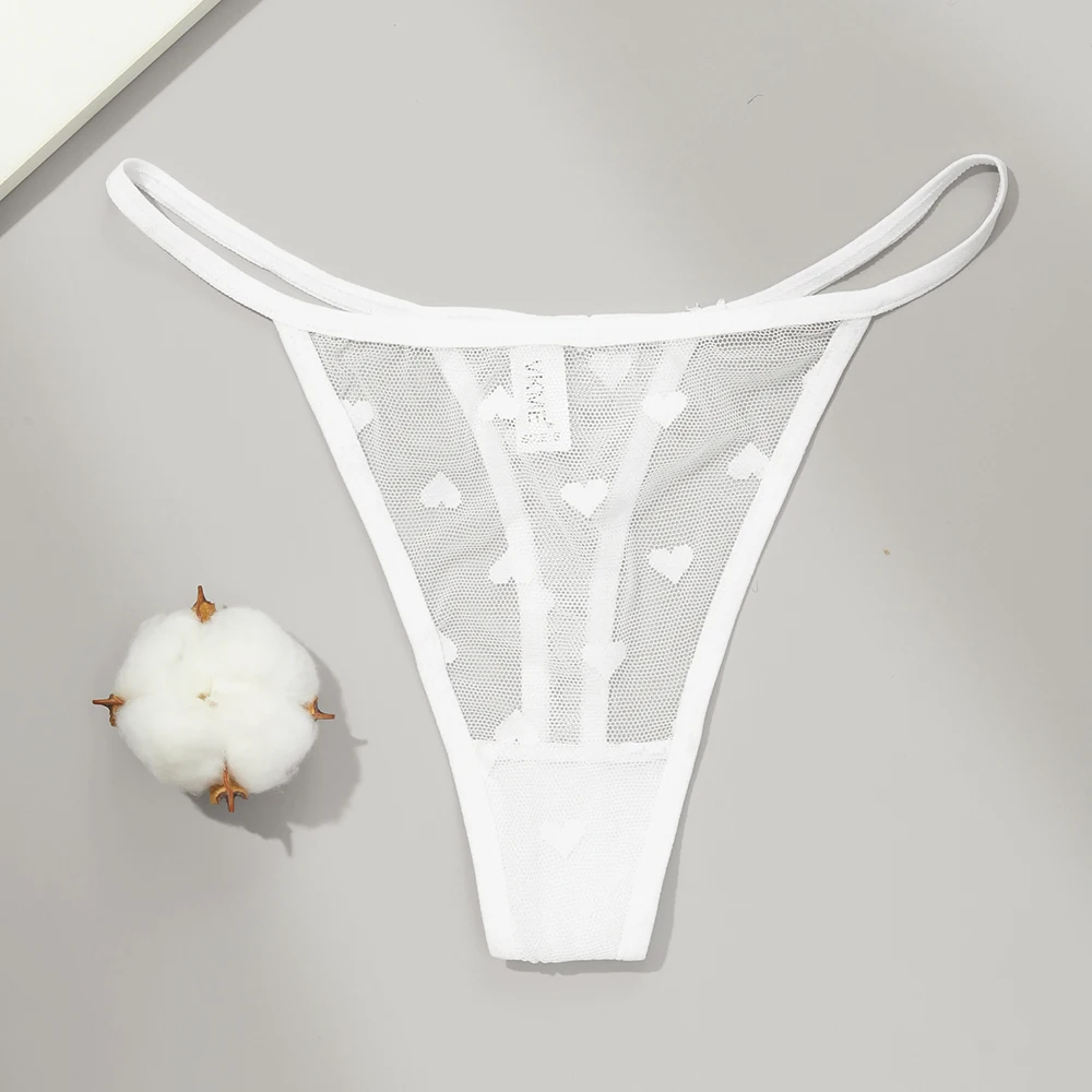 Tanga transparente de encaje Sexy para mujer, ropa interior de