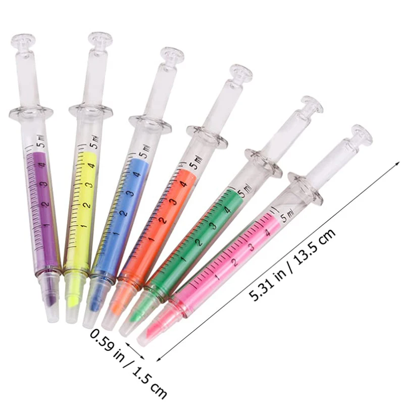 24Pcs Ballpoint Pen with Liquid Syringe Injector Shape Office Stationery