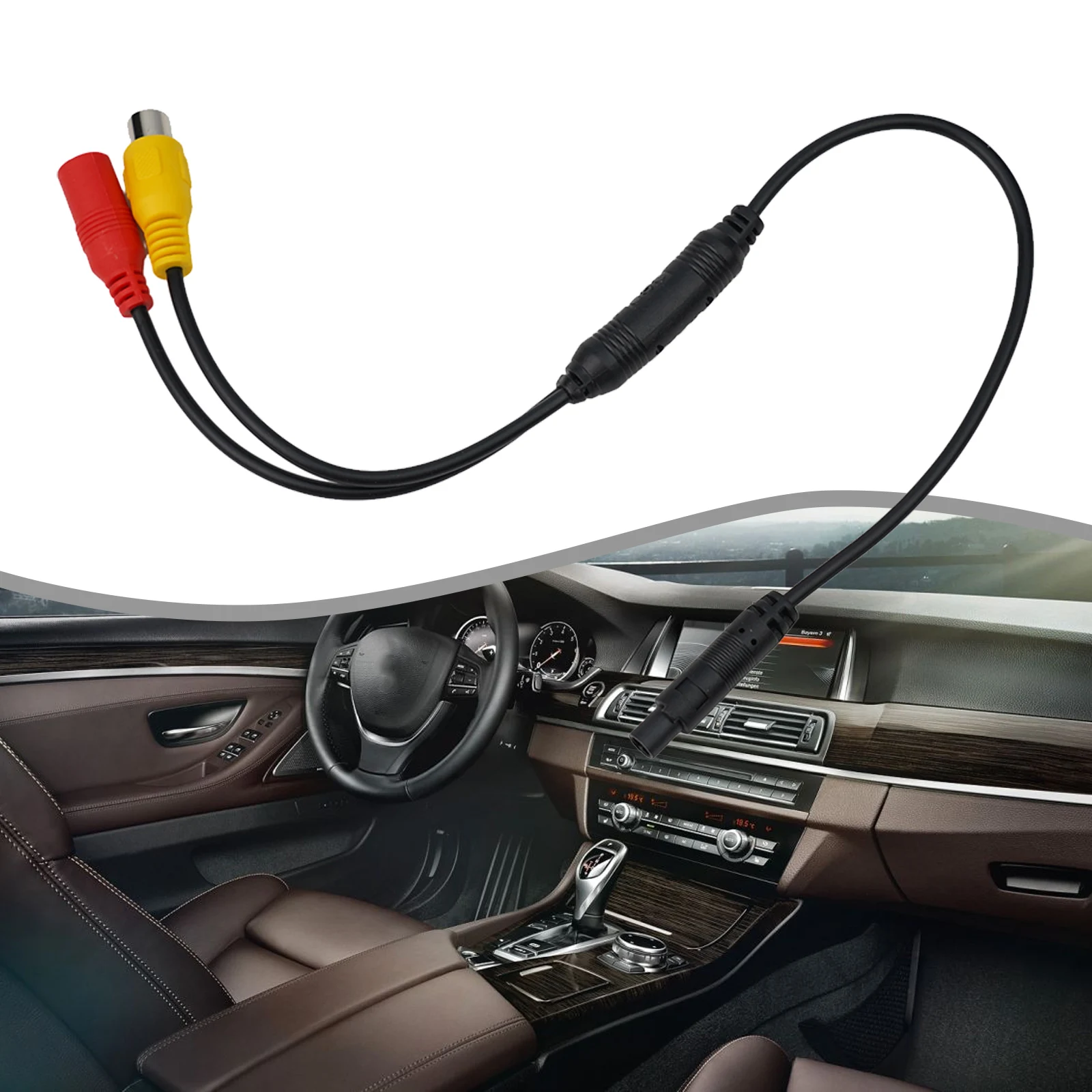 Car RCA CVBS Male To 4 PIN Female Conversion Cable 50cm 12V Car Electronic 4pin Cable Adapter For Rear View Mirror DVR