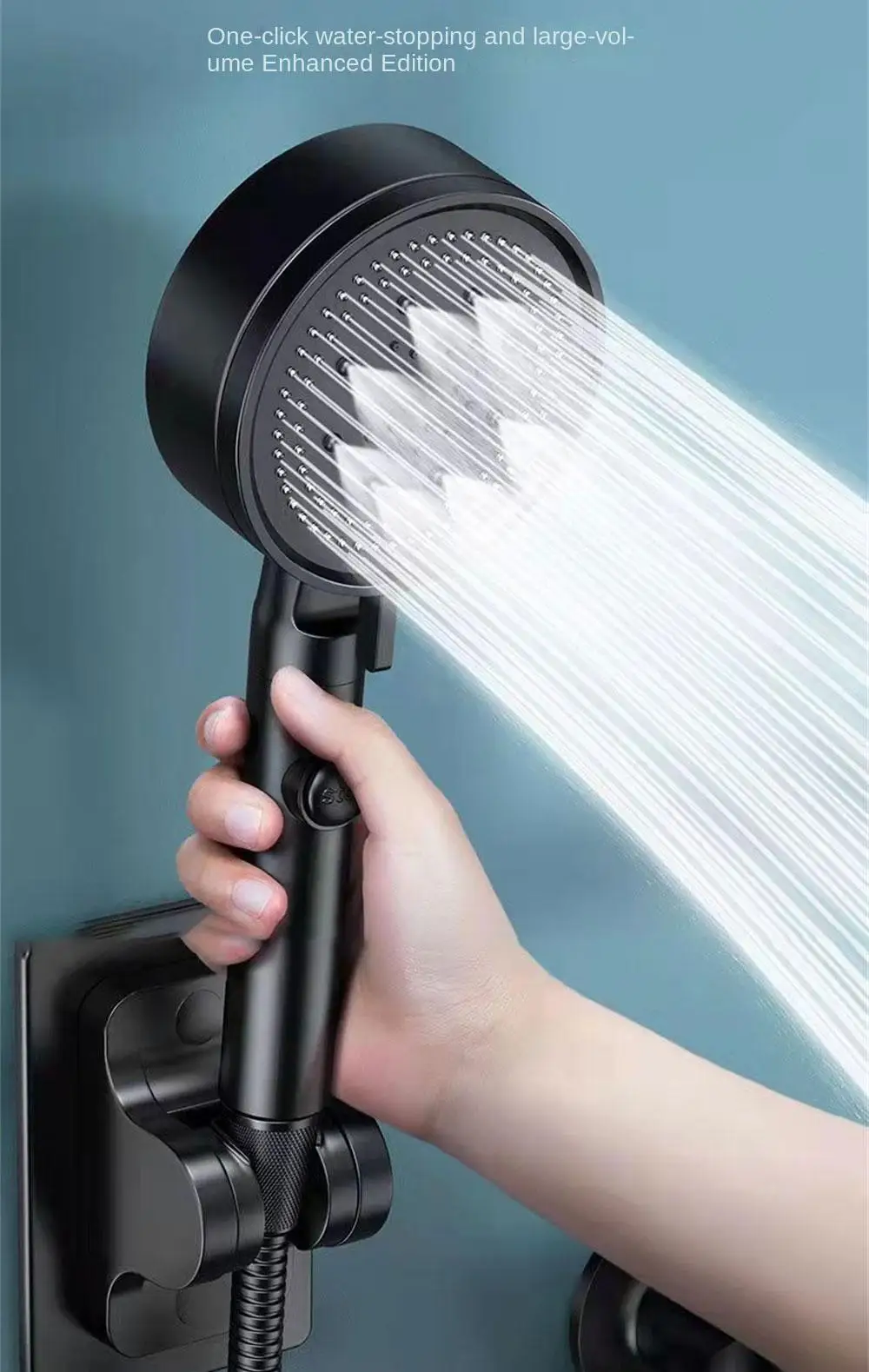 Description Picture 2 of itemShower Head Holder Brackets Black Suction Cup Wall Mount Adjustable Support For Bathroom Accessories Without Drill Stand Bath