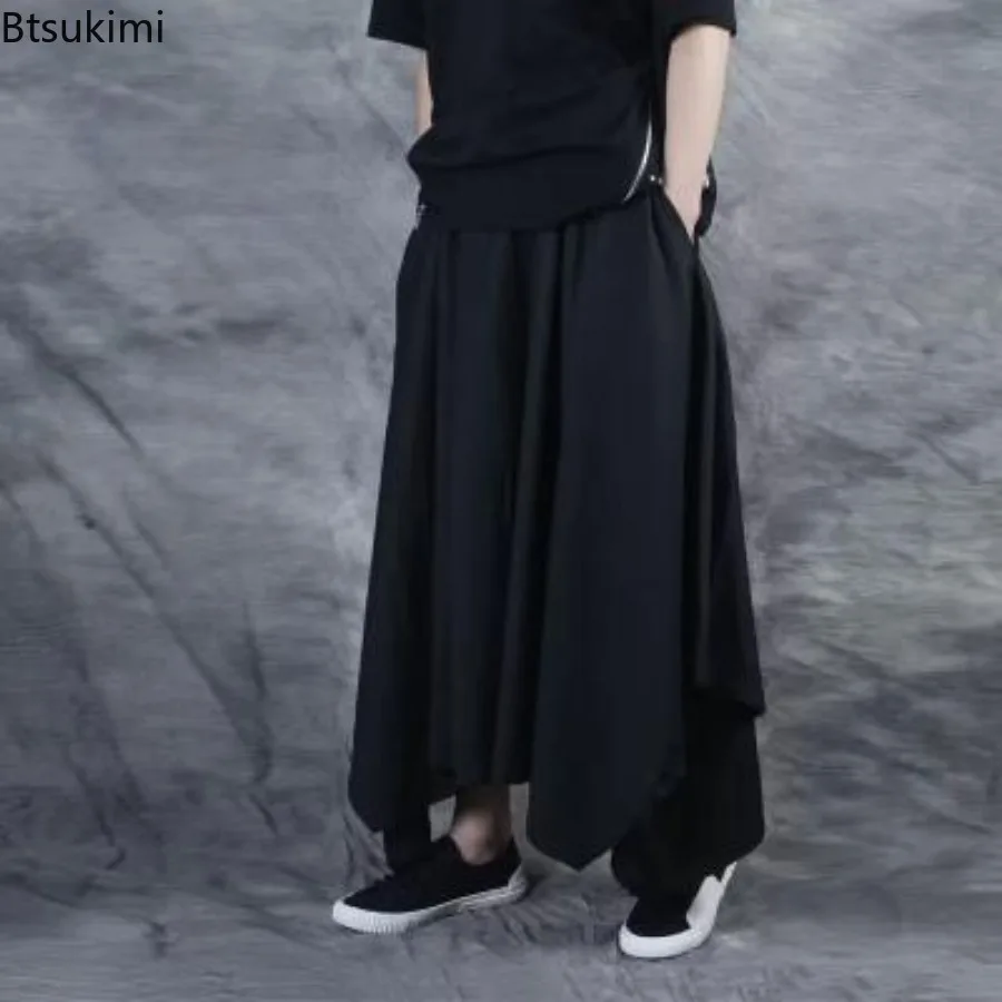 Wide Leg Pants Men Chinese Style Hanfu Kimono Tang Suit Casual Trousers