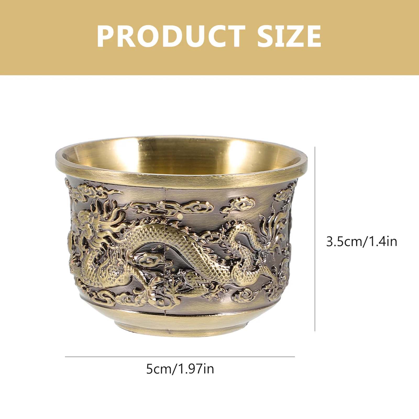 Zinc Alloy Bronze Dragon Phoenix Tea Cups Vintage Chinese Style Retro Teacup Reusable Drinkware Glass Kitchen Bar Home