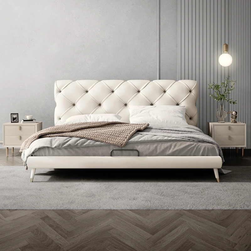 

Современная простая Роскошная Минималистичная двуспальная кровать из массива дерева для маленькой квартиры