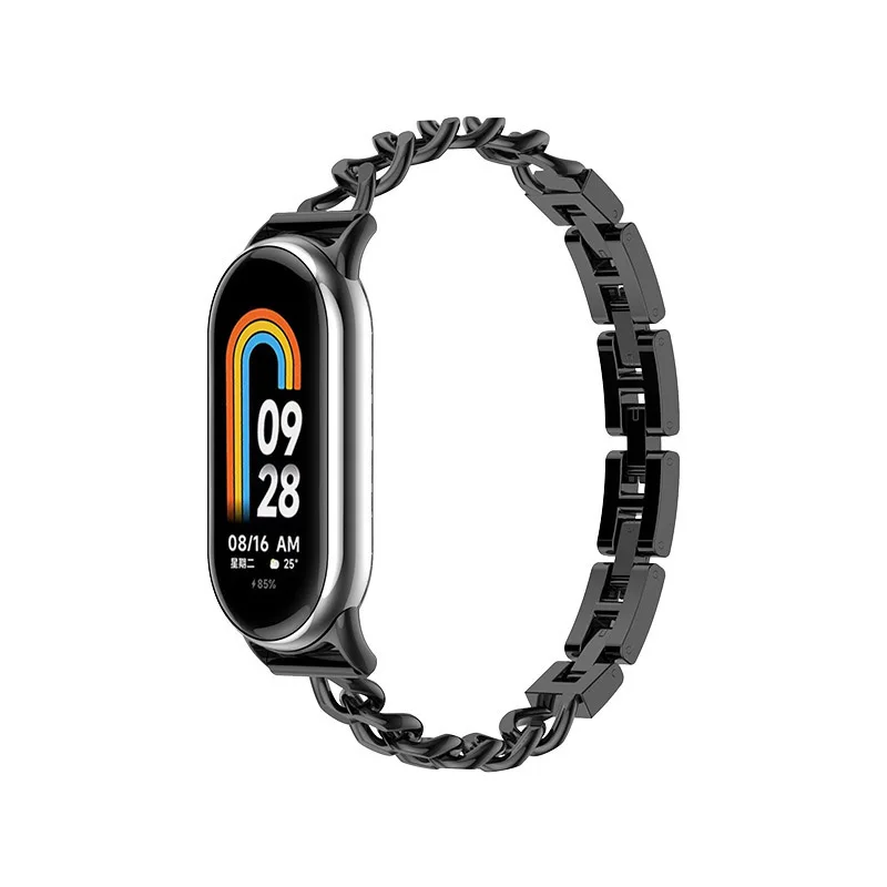 Para Xiaomi Mi Band 8 Correa de reloj de metal con hebilla milanesa (Plata)