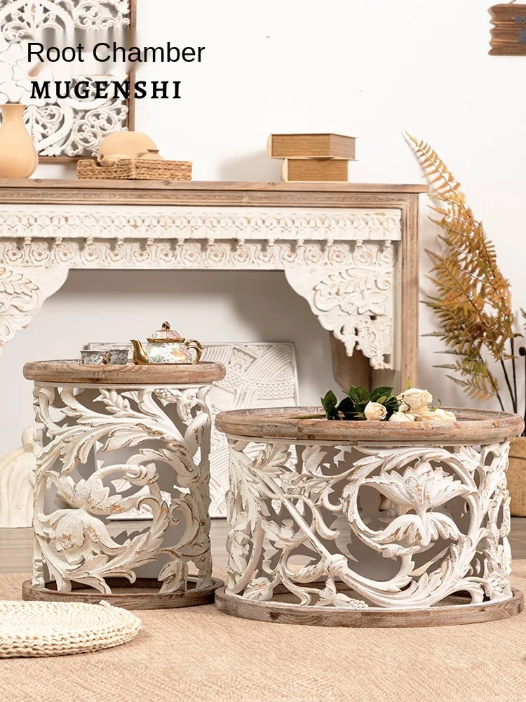 

American Solid Wood round Coffee Table Living Room Home B & B Creative Side Table