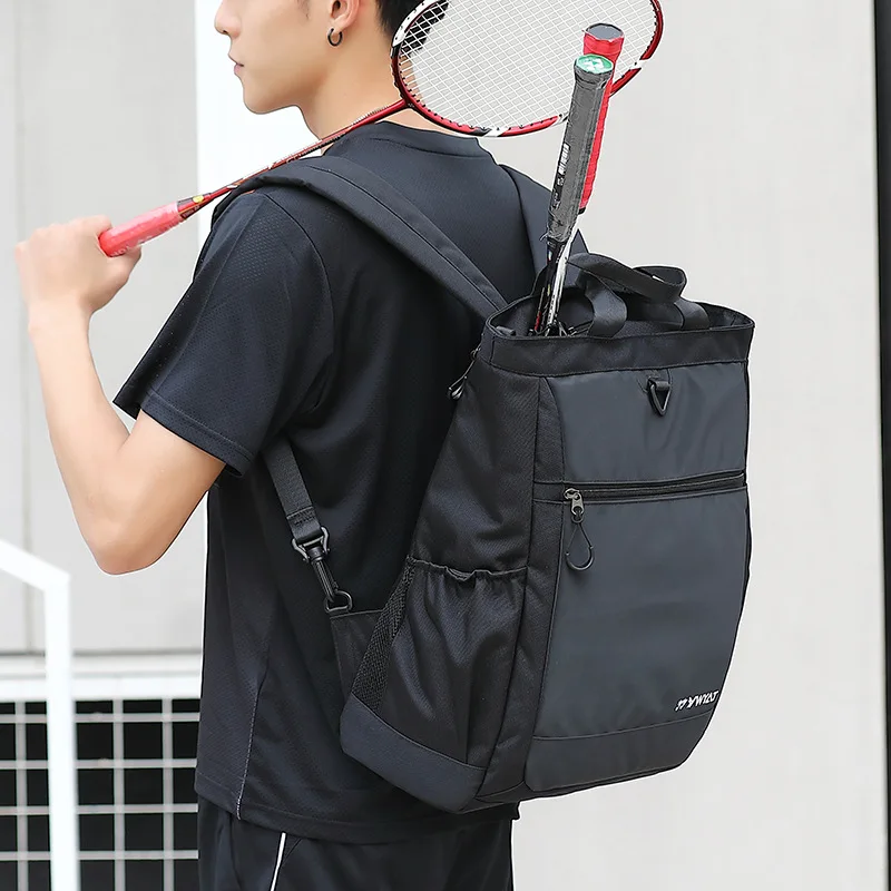 YWYAT Badminton Racket Backpack for 2 Rackets with Multi Compartment Men Women Business Travel Gym Sports Racquet Bags Pink