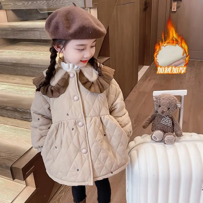 1-11Years Toddler Baby Winter Cotton Padded Jacket for Girls Cute Warm Overcoat Children Outwear Coats 4 5 6 7 8 9 10