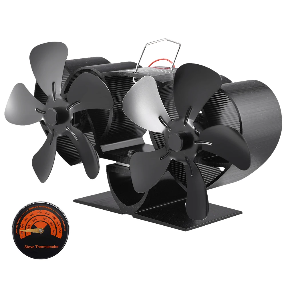 Black Fireplace Fan With 10 Blades Heat-powered Stove Fan No Battery or Electricity Required Log Wood Burner Eco Quiet