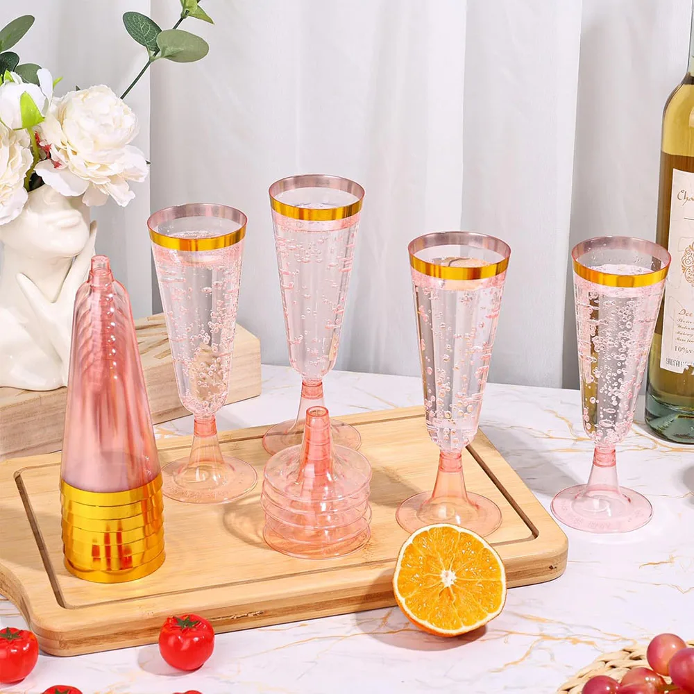 50/25pcs 150ml Disposable Cups Sparkling Champagne Bar Cups Plastic Champagne Flutes Clear Toasting Glasses Weddings Party plastic cups plastic champagne flutes