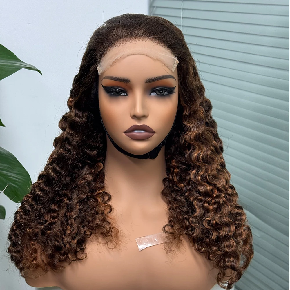 300% Density 5x5 Lace Burmese Deep Curly Hair Wig 99J Double Drawn Human Hair Wig Transparent Lace Front Wig for Black Women