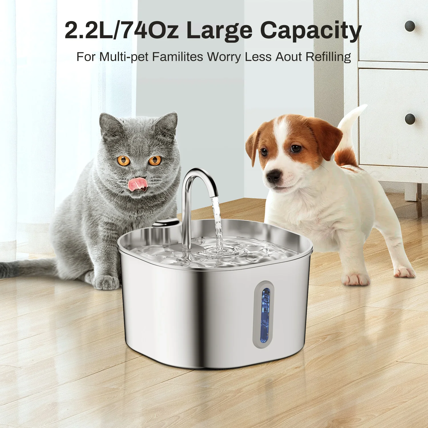 Stainless Steel Pet Water Fountain 2