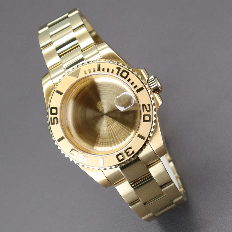 Gold Yacht-Master 40Mm Orologio Automatico Per Uomo Custodie Cinturino Parti Fit Seiko Nh34 Nh35 Nh36 Nh38 Miyota 8215 Eta 2824 Movimento