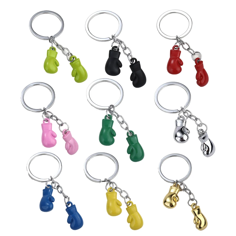 Einzigartige Box handschuhe Schlüssel anhänger Simulation Fitness geräte Anhänger personal isierte Schlüssel ring für Männer Frauen Paar Autos chl üssel Anhänger