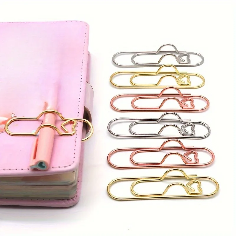 4 multifunctional pen clip pen hanging love paper clip pen button notebook accessories fixed seat pen clip 4