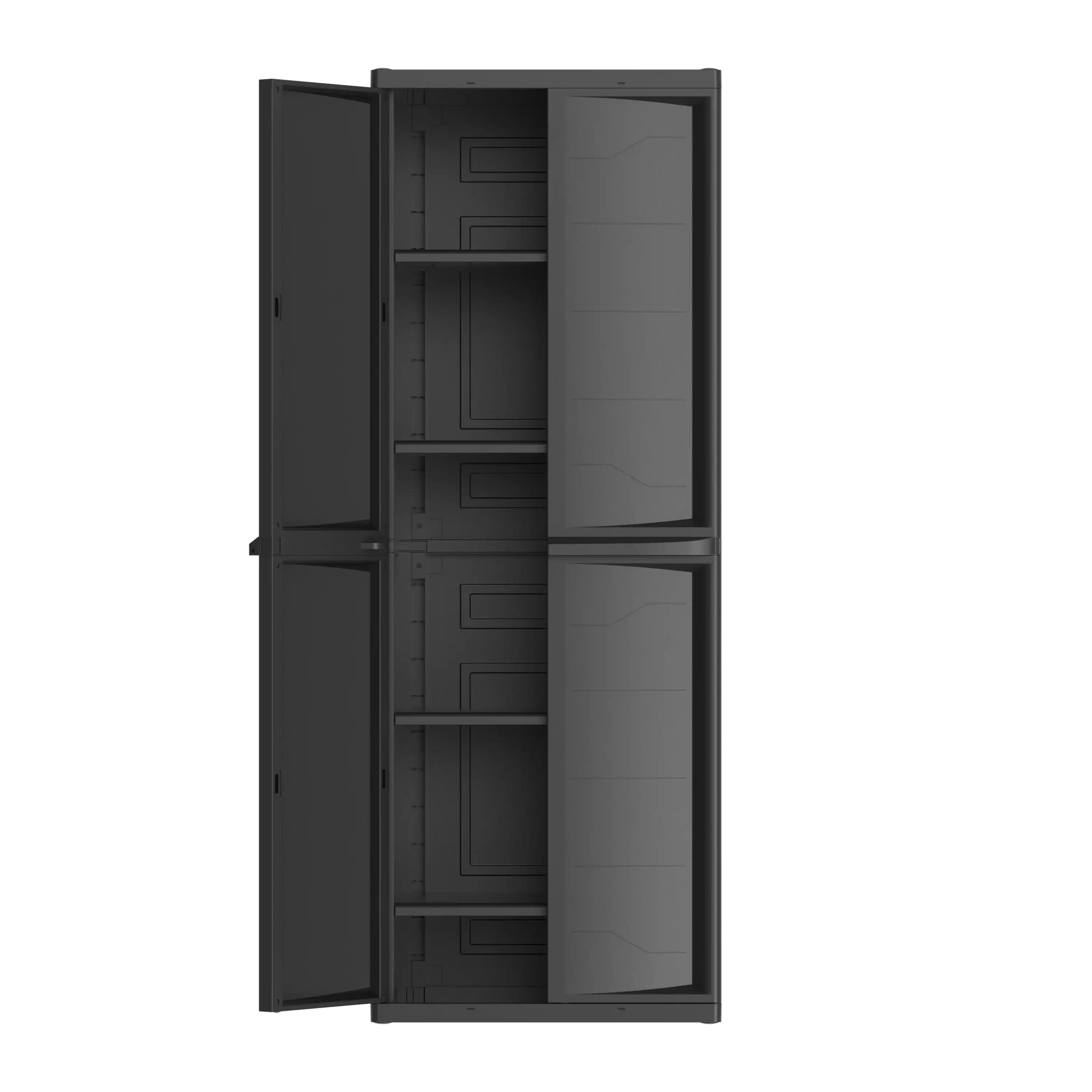 Plastic 4-Shelf Garage Storage Utility Cabinet, Black Finish 4