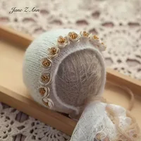 Newborn Photography Hat Lace Countryside Hat Baby infant  Photo props Knitted Flower Shaped bonnet 5