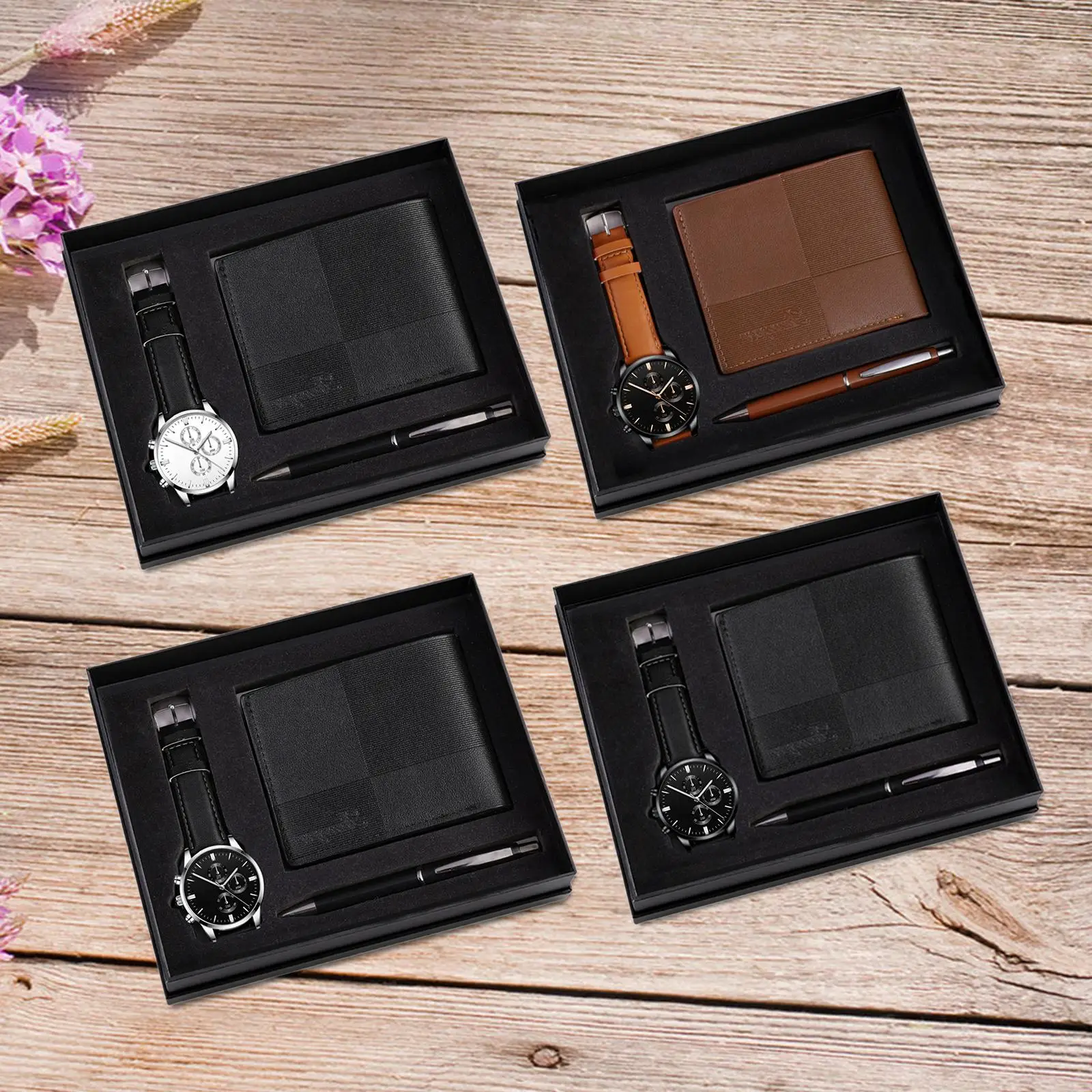 Men's Gift Set Combination Set Beautifully Decoration Watch Wallet Pen Set for Male Holiday Anniversary Fathers Day Couple Men's Gift Set Combination Set Beautifully Decoration Watch Wallet Pen Set for Male Holiday Anniversary Fathers Day Couple