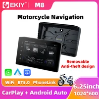 EKIY 6.25" Wireless CarPlay Moto Android Auto Portable Digital Dashboard Anti Theft Removable Screen GPS Motorcycle Navigation