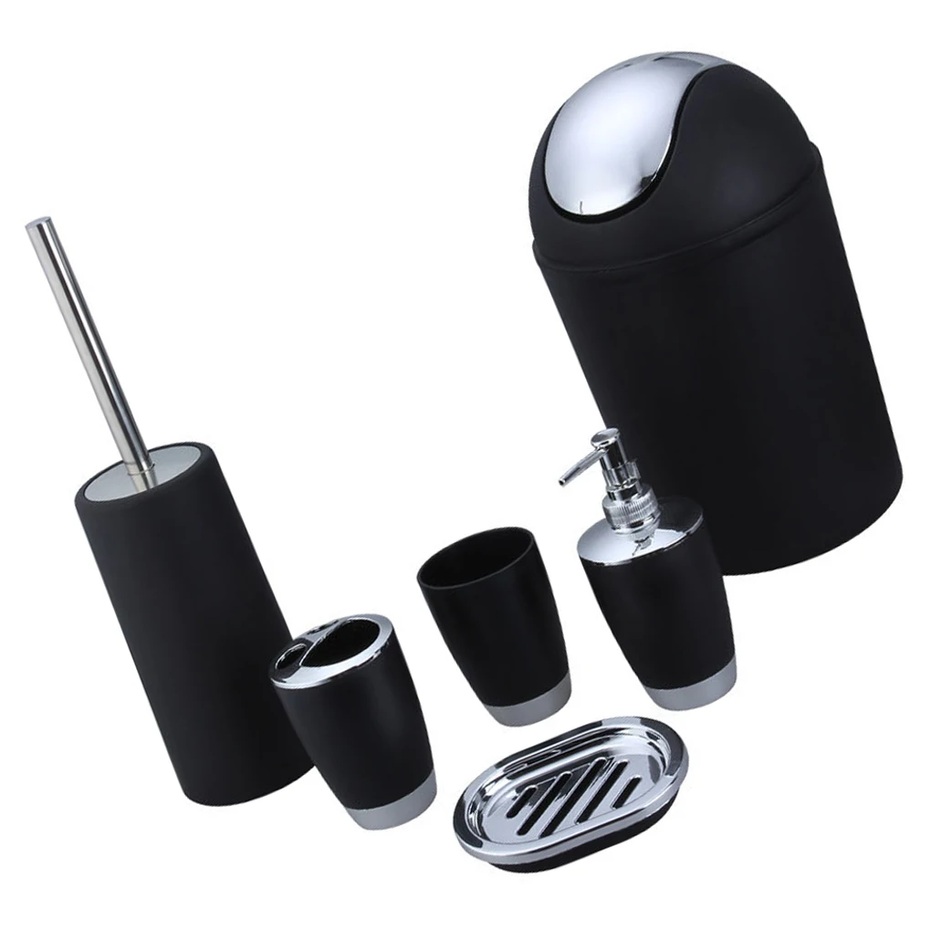 

6Pcs Bathroom Set Soap Dispenser Brush Holder Storage Decor Accessories