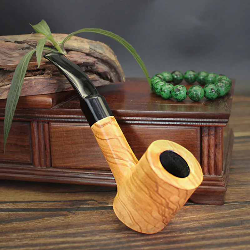 Handmade Olive Wood Straight Tobacco Pipe Hammer Design Solid Wood Desktop Smoking Pipe Unique Decorative