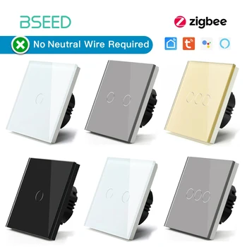 BSEED สมาร์ท Zigbee สวิทช์ 1/2/3Gang 1Way สวิตช์ไฟสัมผัสอัจฉริยะ Wall Sensor สวิทช์ Tuya Smart Life Google Alexa 1
