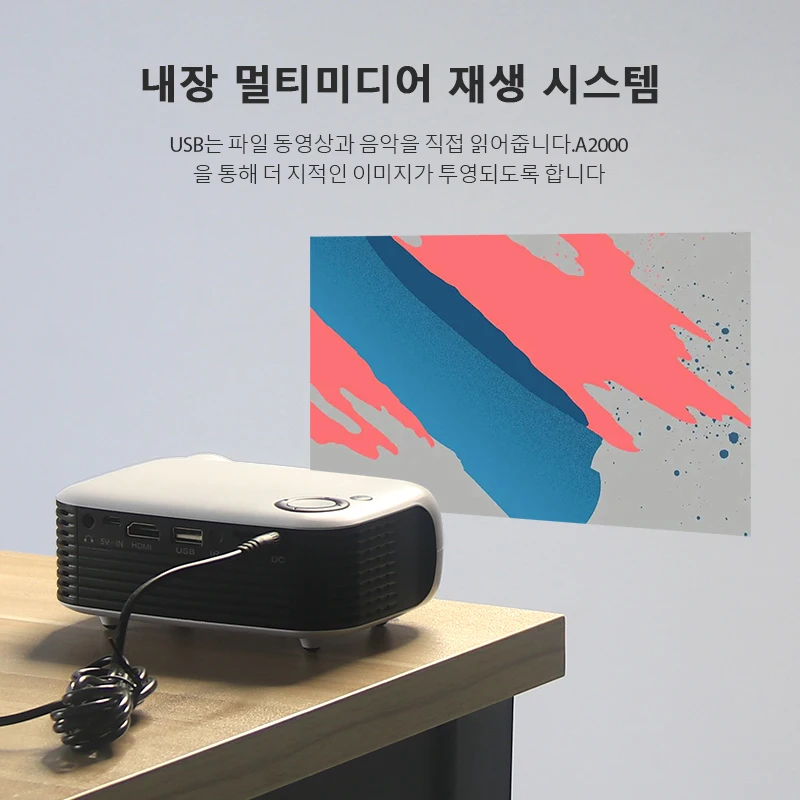 미니 프로젝터 휴대용 3D LED 비디오 프로젝터 홈 시네마 극장 게임 레이저 비머 스마트 TV 박스 1080P 4K HD 포트 A2000