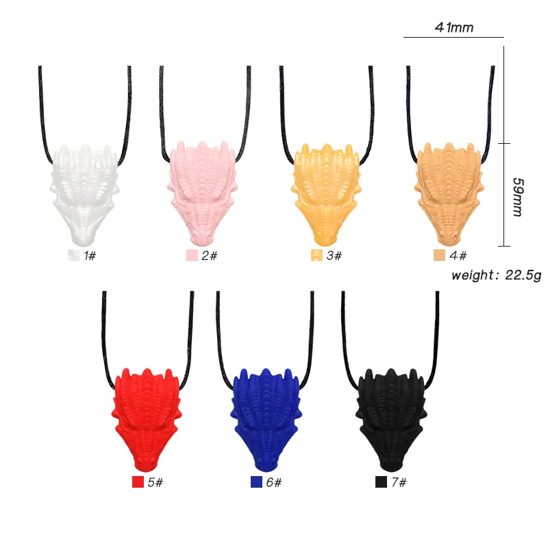 1pcs Silicone Teethers Crystal Chew Dragon Necklace Sensory Pandent Chewing Toy for Kids Boys Girls Autism 6