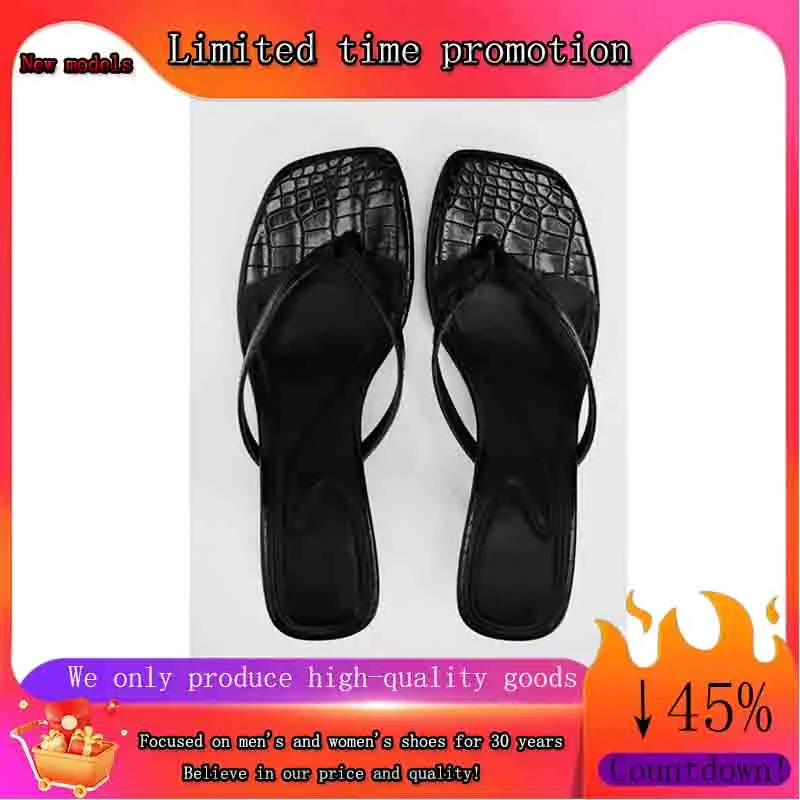 

2024 Summer Flip Flops Female Casual Outdoor Ladies Heeled Sandals Shoes Low Heel Slides Slippers Woman Big Size Footwear