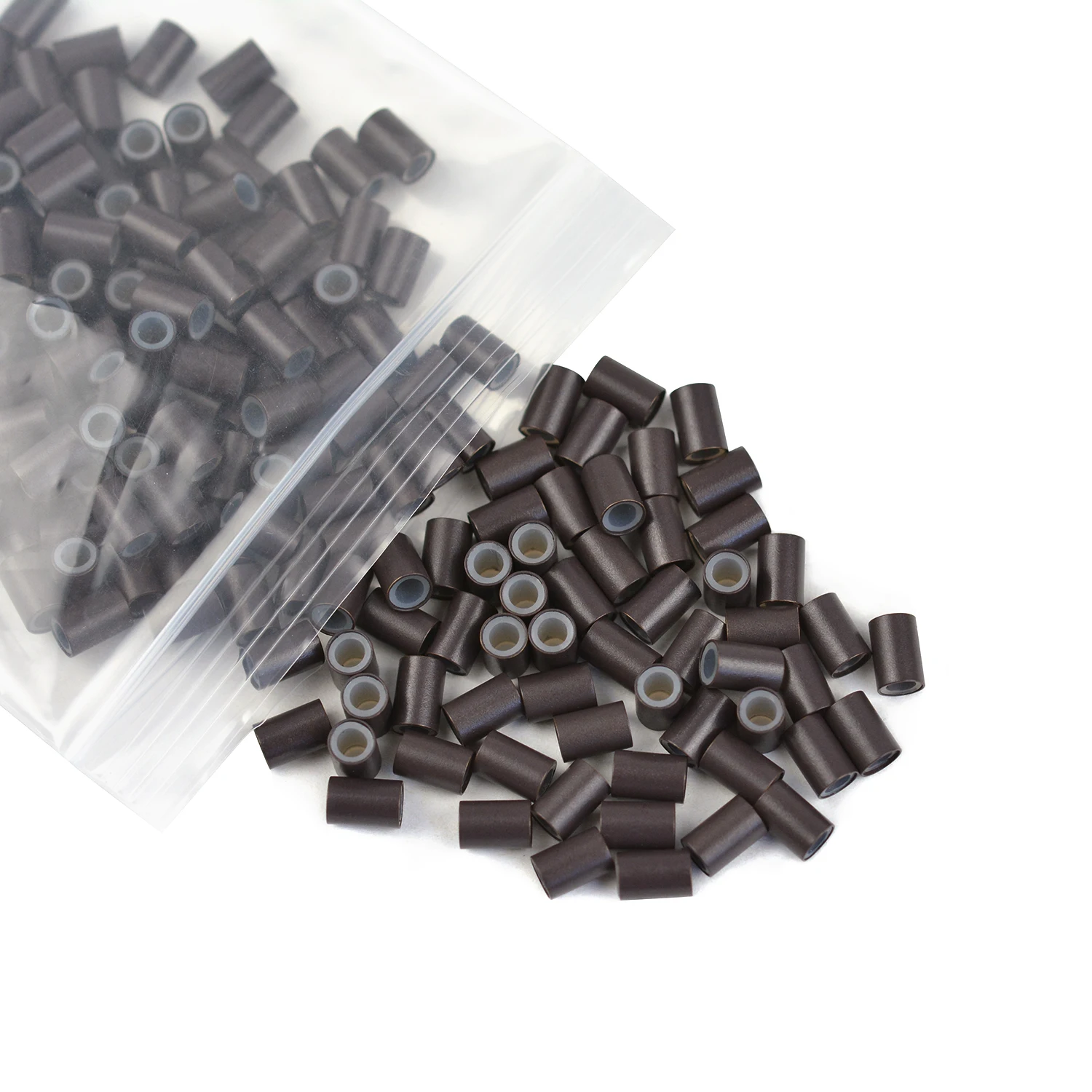 100 Pcs Silicone Lined Micro Rings Links Copper Beads 4.0 * 2.8* 6.0 mm Hair Beads for Hair Extensions ring beads,ring beads hair extensions tools,nano rings