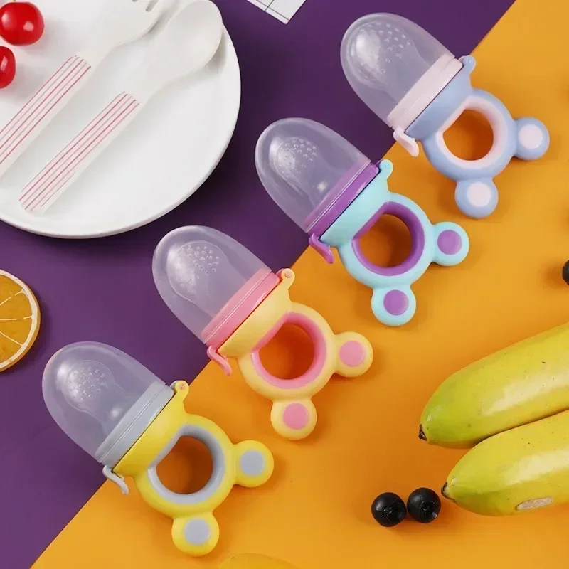 Baby Feeder Silicone Fresh Food Nibbler Kids Boy Girl Bear Ear Fruit Feeding Safe Infant Baby Supplies Nipple Soother Bottles