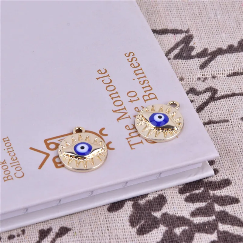 10Pcs 15*18Mm  Metal Evil Eyes Charms Golden Color Dangel Earring Diy  Jewelry Making Bulk Wholesale