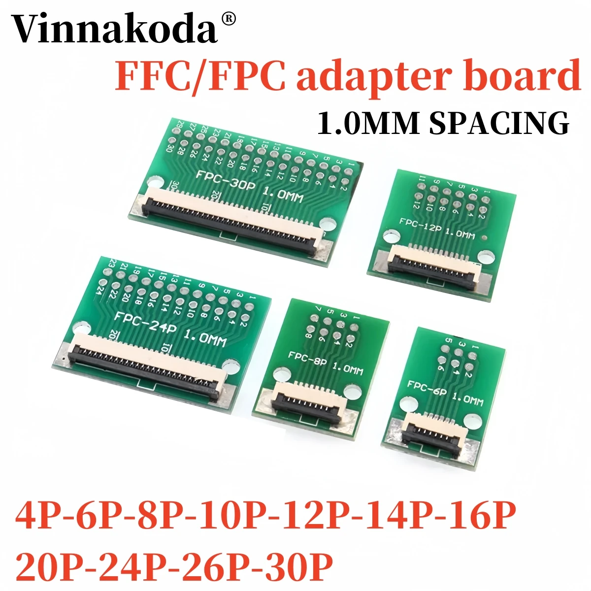 Flexible Cable Adapter FPC FFC Flexible Cable Adapter Board 1.0mm Pitch Connector SMT to 2.54mm 4P/6P/8P/10P/12P/14P/16P/20P/24P/26P/30P