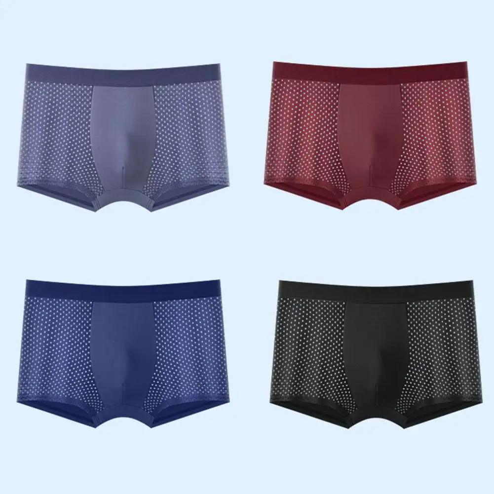 

Cool Light Men Underwear Breathable Ice Silk Mesh Men's Boxers with U Convex Design Quick Dry Technology for Moisture-wicking