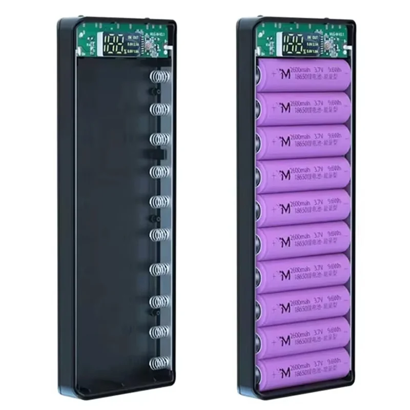 Caixa de Bateria Power Bank 10/8*18650 com Suporte Portátil e Carregamento USB Duplo para iPhone Xiaomi - Capa Destacável