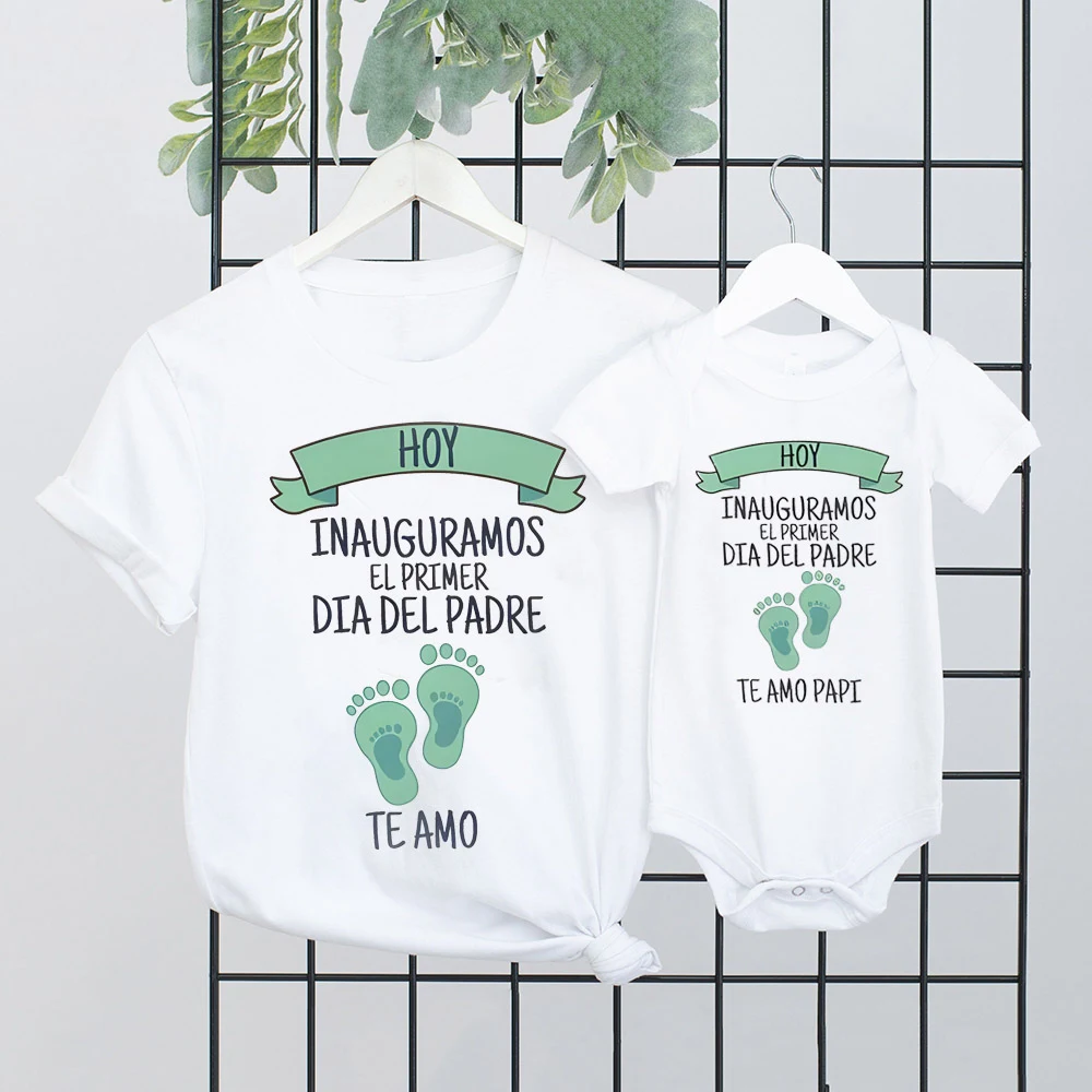 My First Father's Day Family Outfits Daddy Tshirt +Baby Romper 1st Father's Day Family Matching Outfit Fathers Day Clothing 3