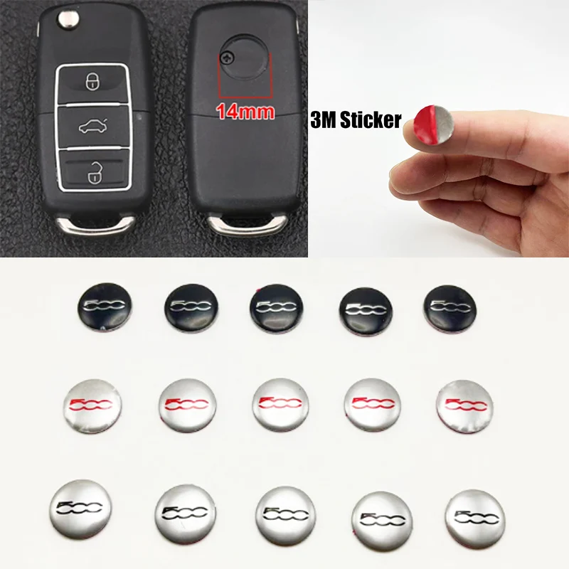 14Mm Alluminio Car Key Badge Emblem Car Key Sticker Per Fiat 500 500C 2012 500X 500L Abarth 695 Accessori Auto