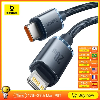 Baseus USB C 타입 PD 20W 케이블, 아이폰 14 13 12 프로 X 8 용 고속 충전 케이블, USB C 타입 케이블, 와이어 코드