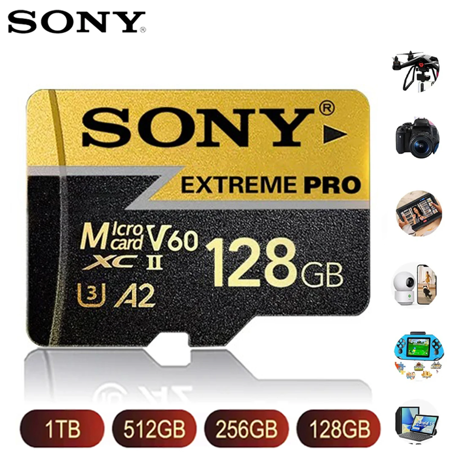 SONY U3 A2 carte Micro SD carte mémoire haute vitesse Class10 TF carte Flash 1024GB 128GB 64GB pour caméra de téléphone 100% carte SD d'origine