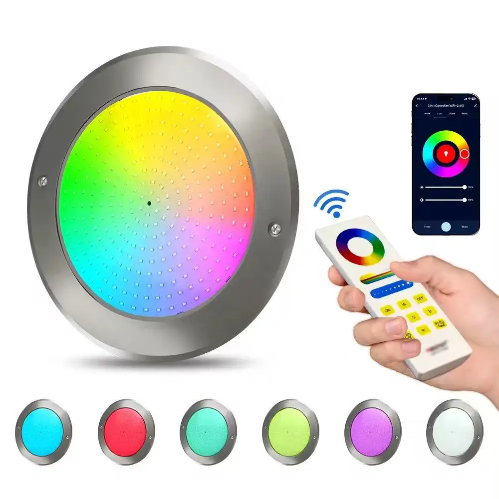 투야 와이파이 12V IP68 RGB 스테인리스 스틸 레진 충전 18W 25W 35W 수중 LED 수영장 조명 스팟 피시네 LED