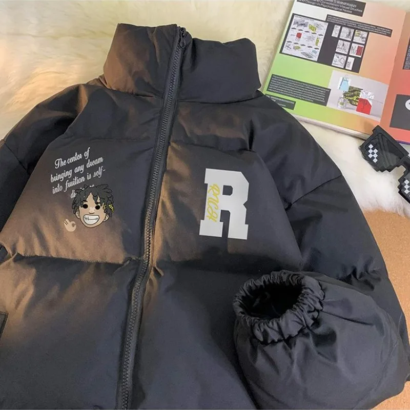 Cotton-Padded Coat Men Autumn and Winter 2023 New Loose Cotton Coat Warm Students Cotton-Padded Jacket