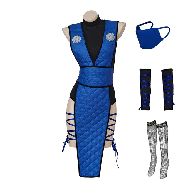 Fato de Cosplay Mortal Kombat feminino, conjunto completo, cor