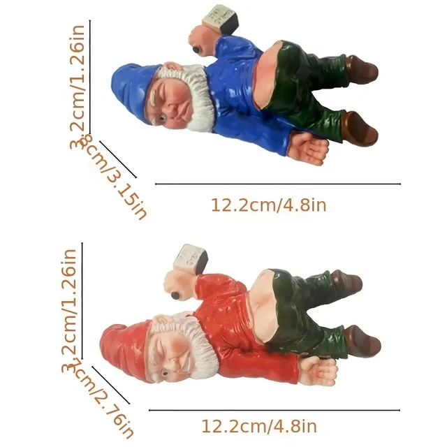 1 Db Vicces Részeg Kültéri Szobor, Szemtelen Knome Figure Gyepen Dísz Törpe Szobor Udvari Dekoráció Tornác - Image 6
