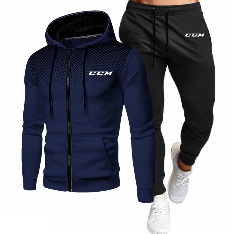 Autumn Men's Tracksuit Hoodie Sets Men Brand Sportswear Hoodies+Sweatpant 2 Pieces Winter Warm Clothing Sweatshirts Pants Suits 4