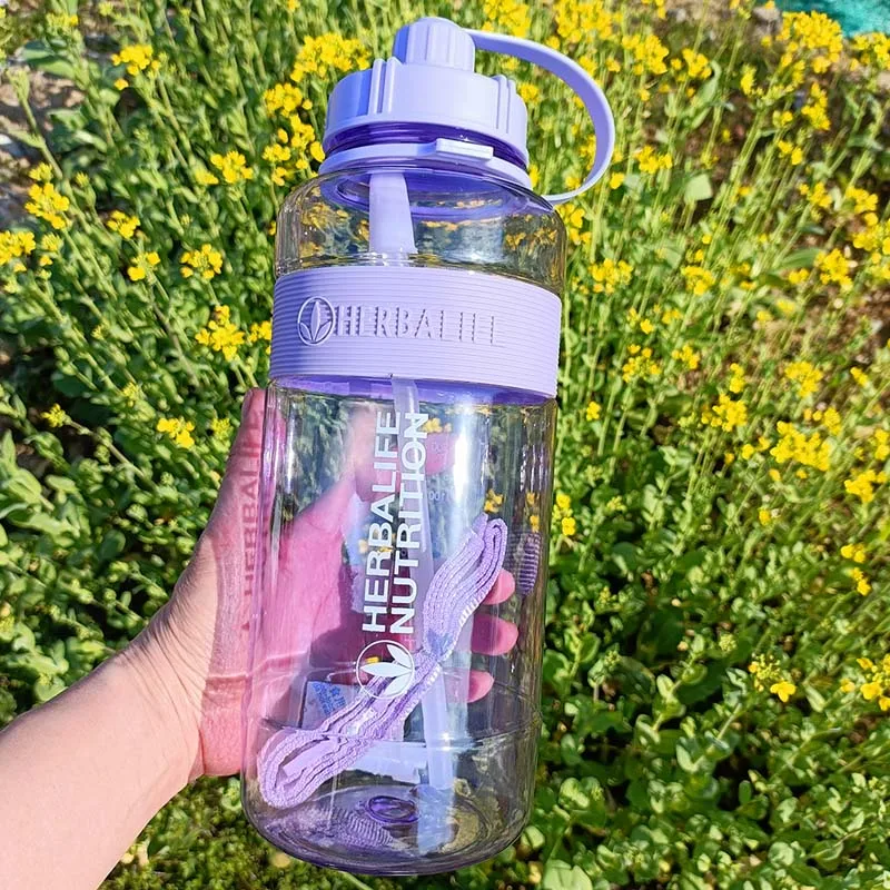 New Arrival Outlet Pirce 2000ml Herbalife Nutrition Gradient Color Frosting Plastic Sports Water bottle with Straw 