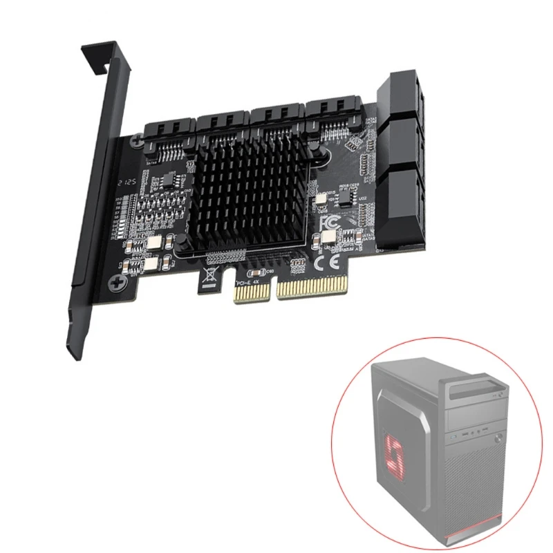 Карточка PCIE 10 портов для майнинга PCI Express 3 0 контроллер на SATA3 Плата расширения E X4 X1